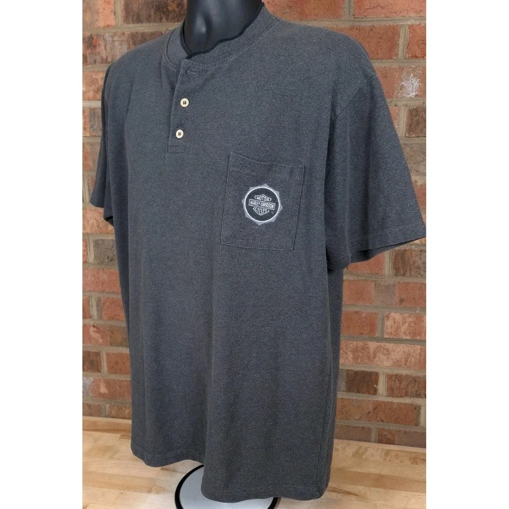 Vintage Harley Davidson Shirt Bahamas Mens XL Band Collar Polo Gray USA 2001